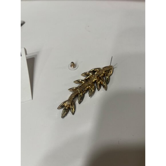 Bar III Black & Gold Leaf Drop Earrings With Stud Back - Picture 12 of 13